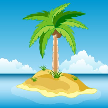 Illustration of the desert island in ocean