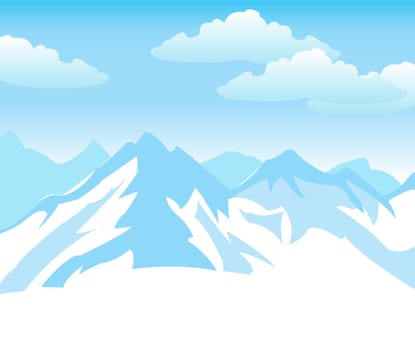 Illustration of the mountains covered by snow
