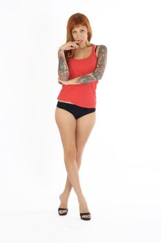 Beautiful woman with tattoos and panties