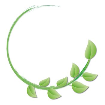 a circle of green leaves isolated on a white background