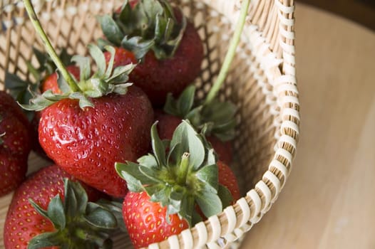 close up fresh strawberry basket