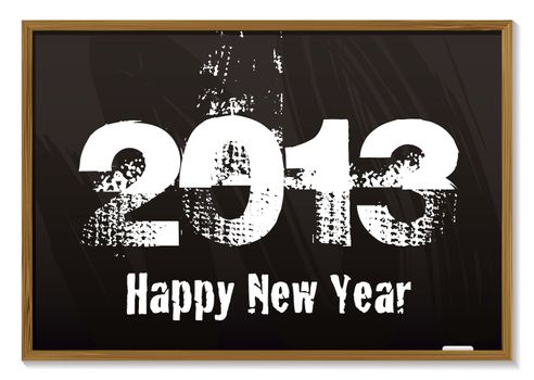Old fashioned blackboard or notice board with happy new year 2013