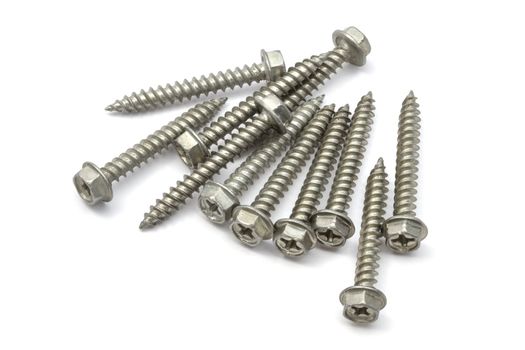  screws closeup on white background 