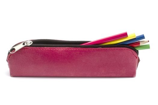 Beautiful pencil case isolated on white