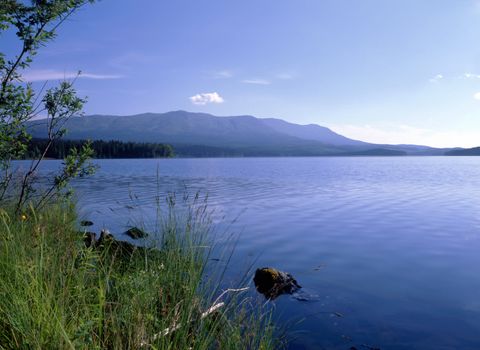 Nature landscape of blue lake and sky