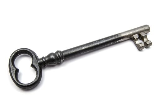 Old key isolated on white background