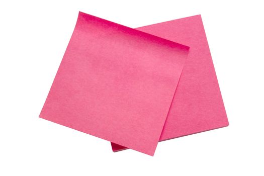 Red memo paper isolated on white background