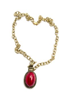 Retro necklace and pendant isolated on white 