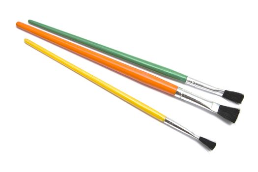 Colorful paintbrushes isolated on white background 
