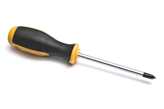 Yellow screwdriver isolated on white background 

