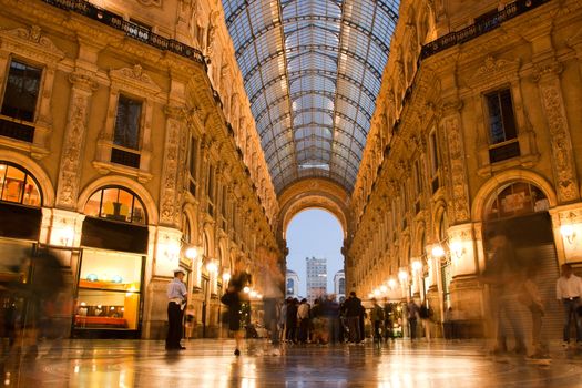 Vittorio Emanuele II Gallery interior in Milan. Lombardy, Italy.