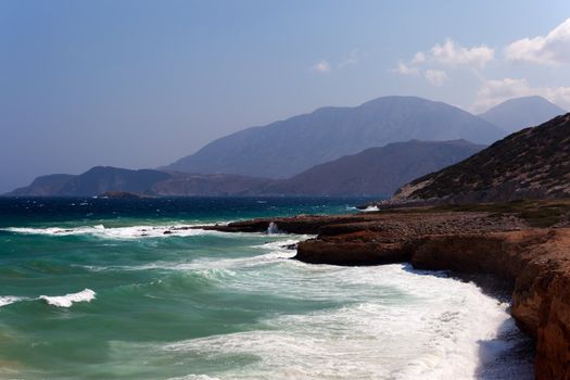 The sea coast of the island of Crete by the Libyan sea