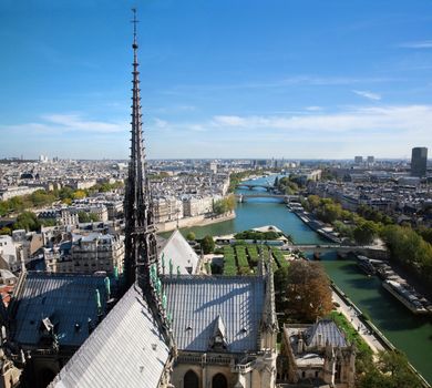 Paris panorama, France. View on Seine river from Notre Dame Cathedral