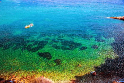 Clear water surface of the sea. Ibiza, Spain.