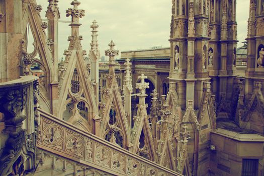 Milan Cathedral, Duomo and Vittorio Emanuele II Gallery at Piazza del Duomo. Lombardy, Italy.