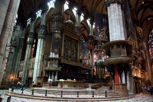 Interior of Milan Cathedral. Milan, Italy.