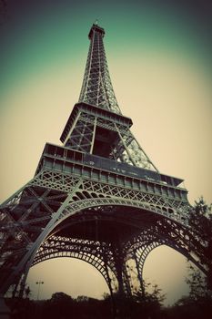 Eiffel Tower in Paris, Fance. Vintage, retro style