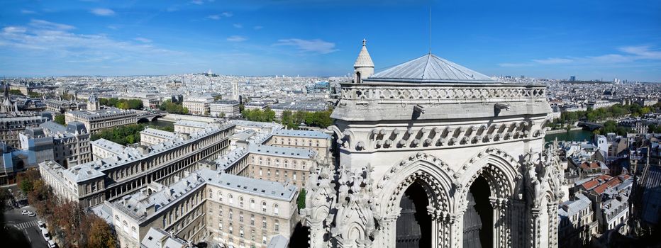 Paris panorama, France. View on Sacre-Coeur Basilica on Montmartre from Notre Dame