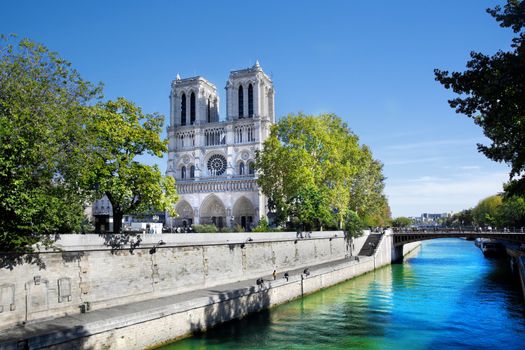 Notre Dame Cathedral, Paris, France. View from Seine river