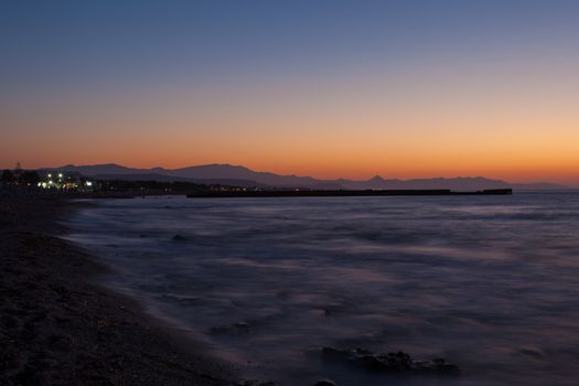 Sunset on the Mediterranean sea, after the sunset.