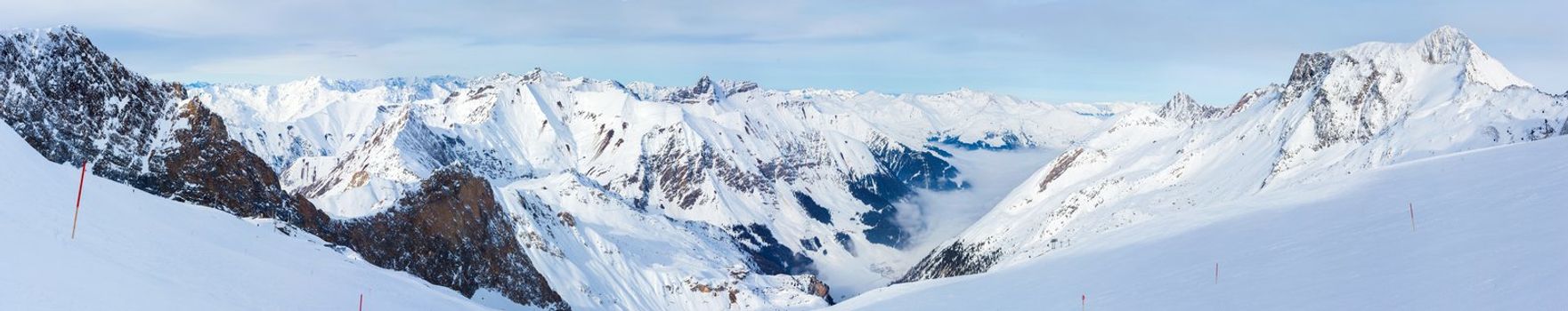 The Alpine skiing resort in Austria Zillertal. Panorama