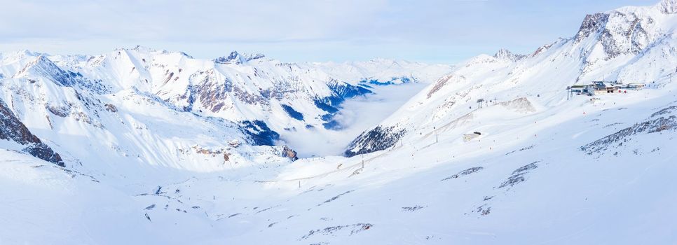 The Alpine skiing resort in Austria Zillertal. Panorama