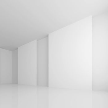 3d Illustration of White Abstract Gallery Interior