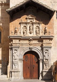 Side entrance to the cathedral of Granada, Spain
