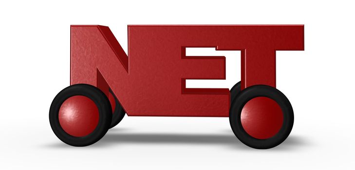 net tag on wheels - 3d illustration