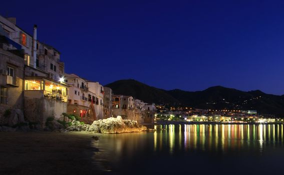 Chefalu  beach at sunset in sicily the largest of Italies islands