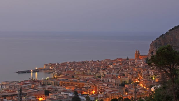 Medievil Chefalu at dusk in sicily the largest of Italies islands