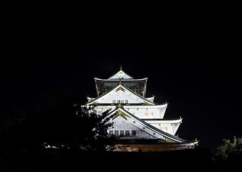 night time view of osaka castle in japan 
