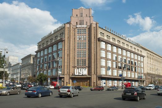 Building of the central store TSUM  in the center of Kiev, Ukraine. Taken on August 2012.