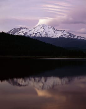 Mt.Shasta with Siskiyou Lake in California