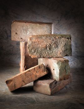 Still life with old worn bricks.