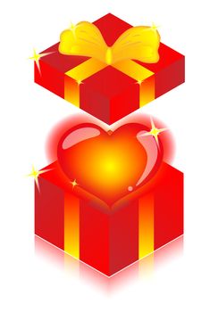 heart in gift boxes on white background