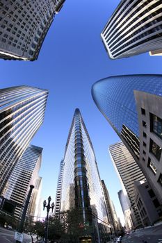 SAN FRANCISCO, CA - OCT 19: 101 California Street (right) and 388 Market Street Building (left) - two skyscrapers located in the Financial District of San Francisco on October 19, 2012