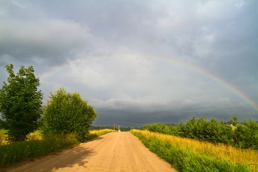 country road and rainbow