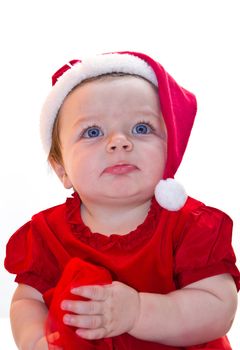 crawling Santa Claus baby girl 