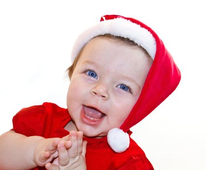 crawling Santa Claus baby girl 