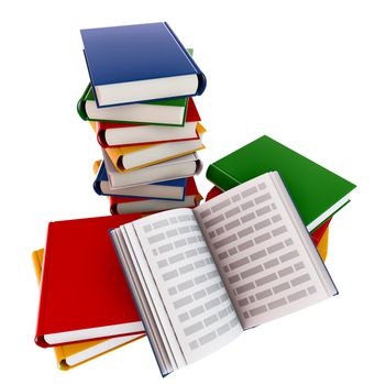 Group of open school books for education