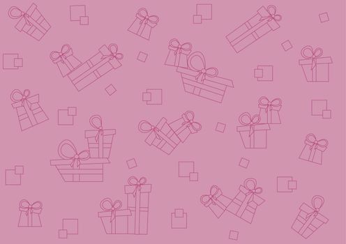 Seamless pattern with gifts and purple squares