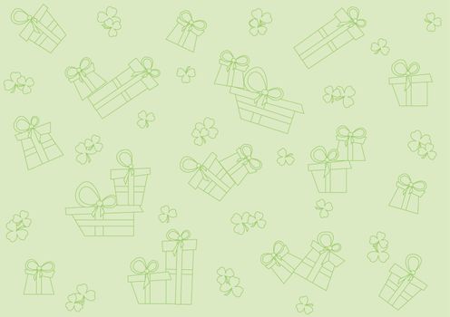 pistachio seamless pattern with gifts and shamrock