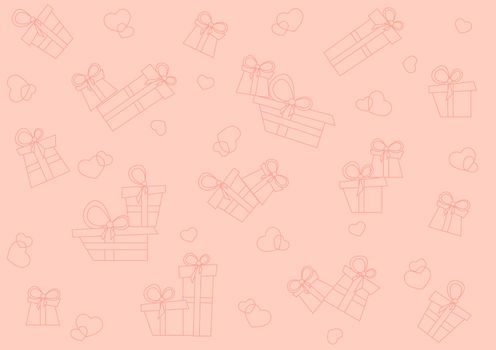 Pink seamless pattern with gifts and hearts