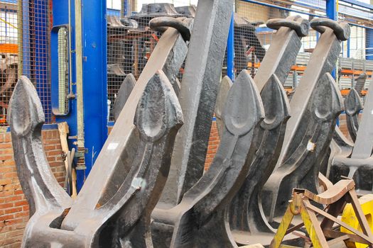 Anchors stored in stock shipyard