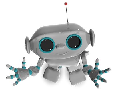3d illustration of a cheerful robot with antennas