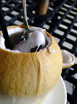 coconut drink on a table