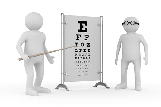 doctor and patient on white background. Isolated 3D image