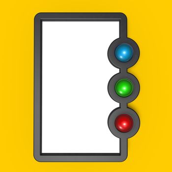 frame with rgb buttons on yellow background - 3d illustration