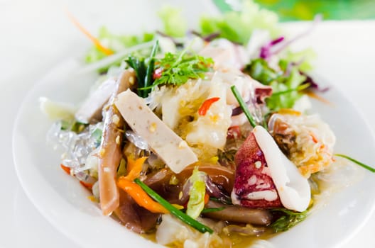 spicy mix seafood salad , spicy  food .
